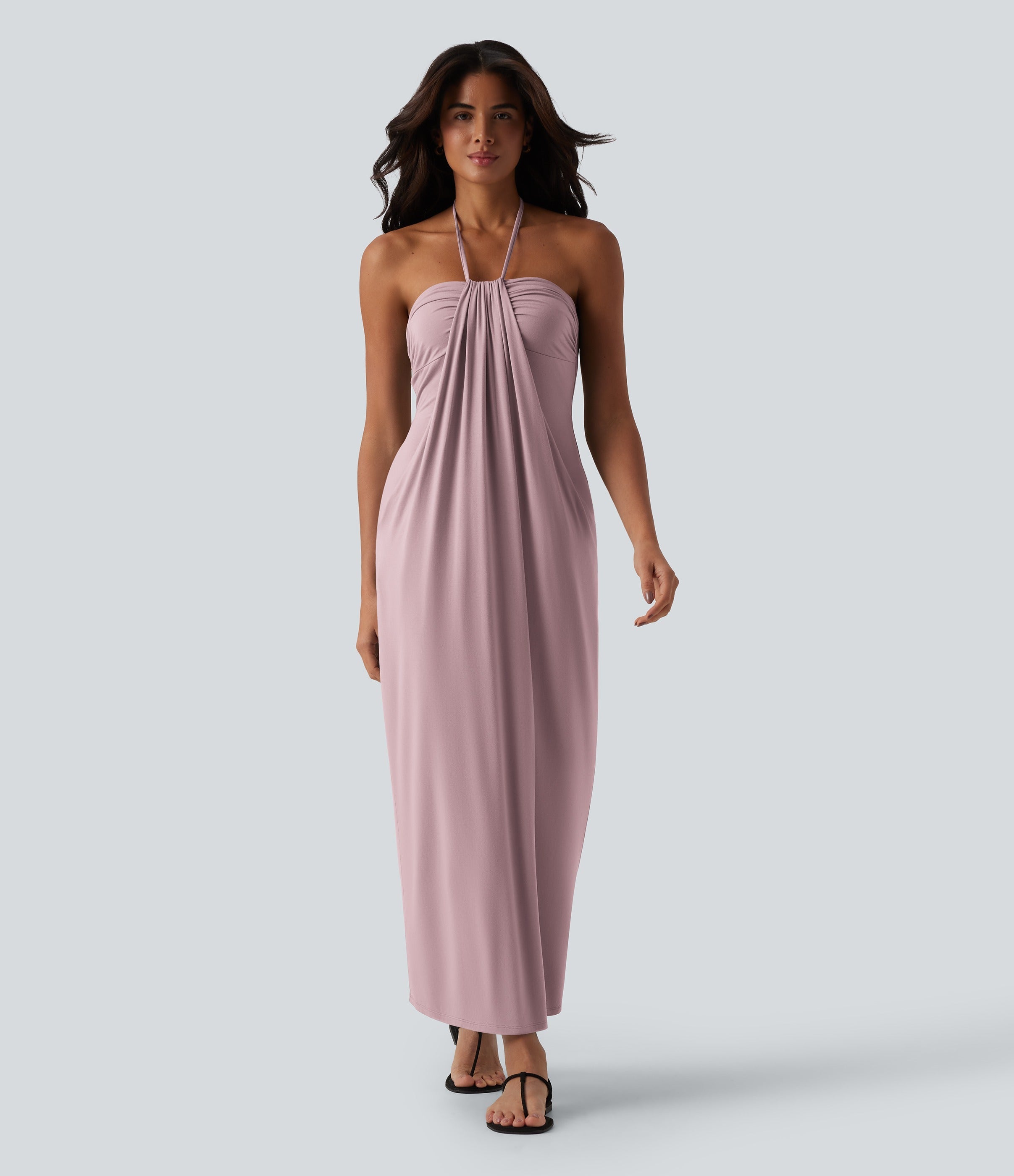 2026🔥 Halter Tie Back Maxi Dress with Pockets