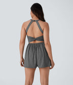 2-in-1 Plus Size Romper with Pockets-Easy Peezy Edition