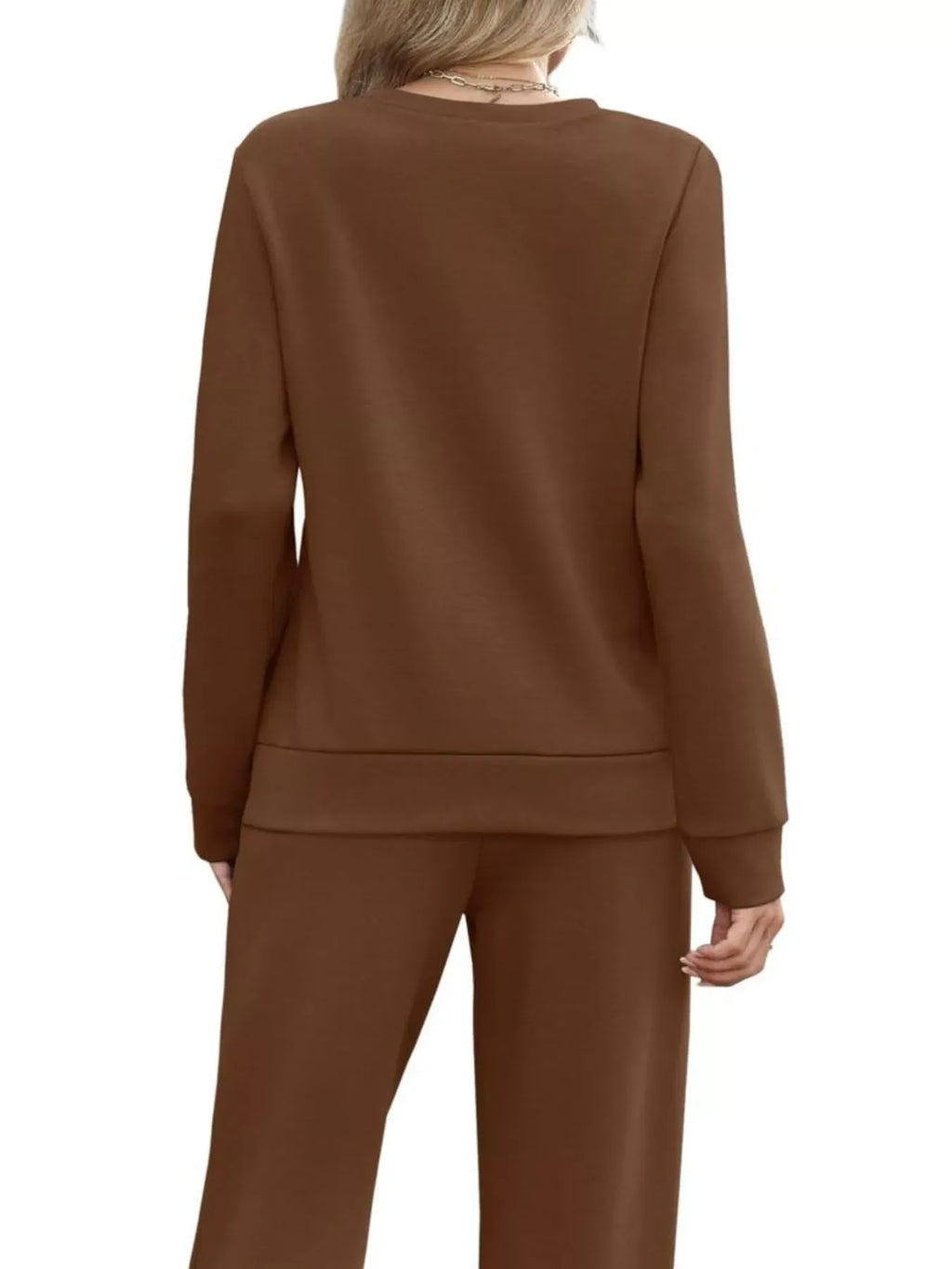 Full Size Casual Long Sleeve Top and Pants Set Plus Size