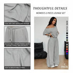 2pcs/Set Women's Minimalist Basic Daily Wear Going Out Sport Comfortable Off Shoulder T-Shirt And Wide Leg Pants Two Pieces Outfits