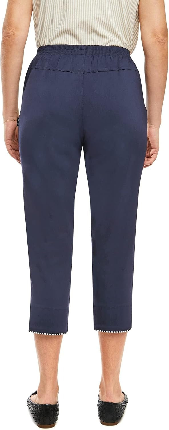 Women's Cropped Trousers Holiday | Super Stretchy Elasticated Waist Capri Pants
