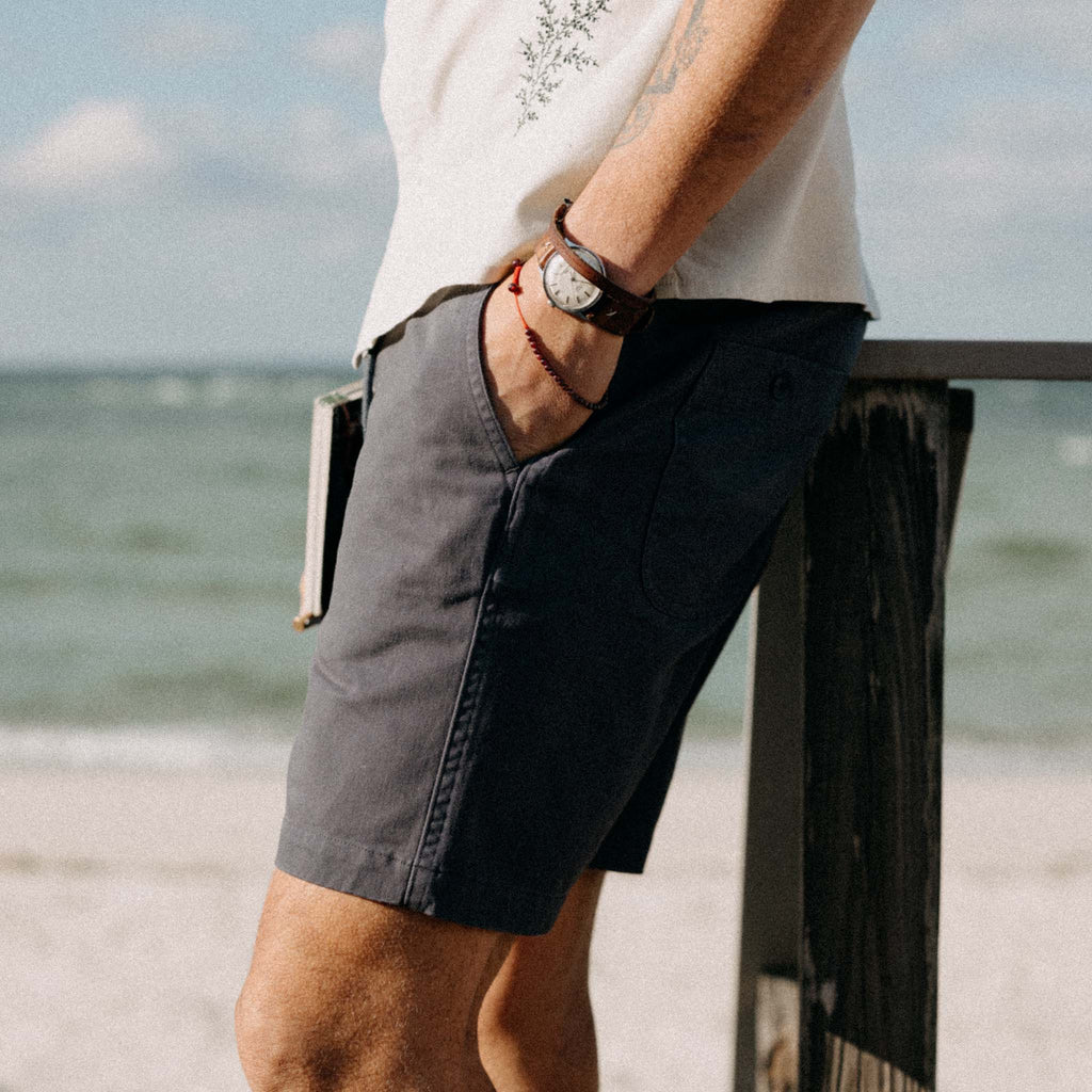 The Apres Short in Organic Dark Blue Foundation Twill