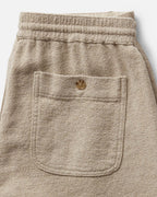 The Apres Short in Heather Oat Crepe