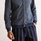 The Apres Zip Hoodie in Heather Navy Terry