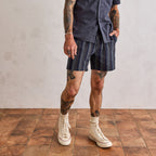 The Apres Short in Indigo Stripe