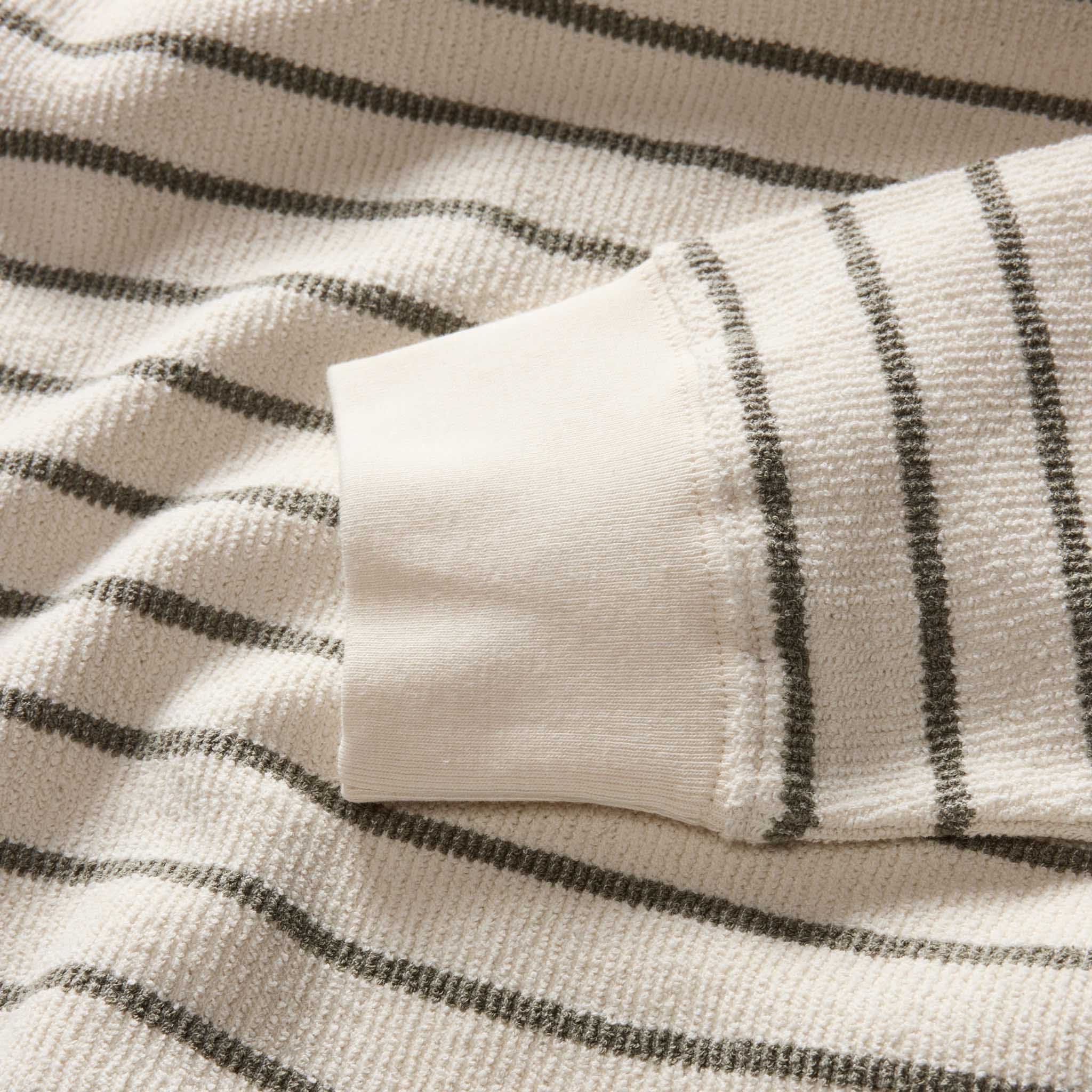 The Adams Crew in Cilantro Stripe Reverse Terry