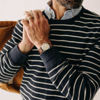 The Adams Crew in Dark Navy Stripe Reverse Terry