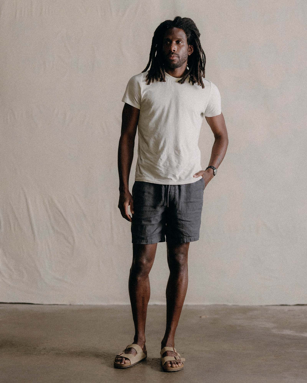 The Apres Short in Faded Black Hemp