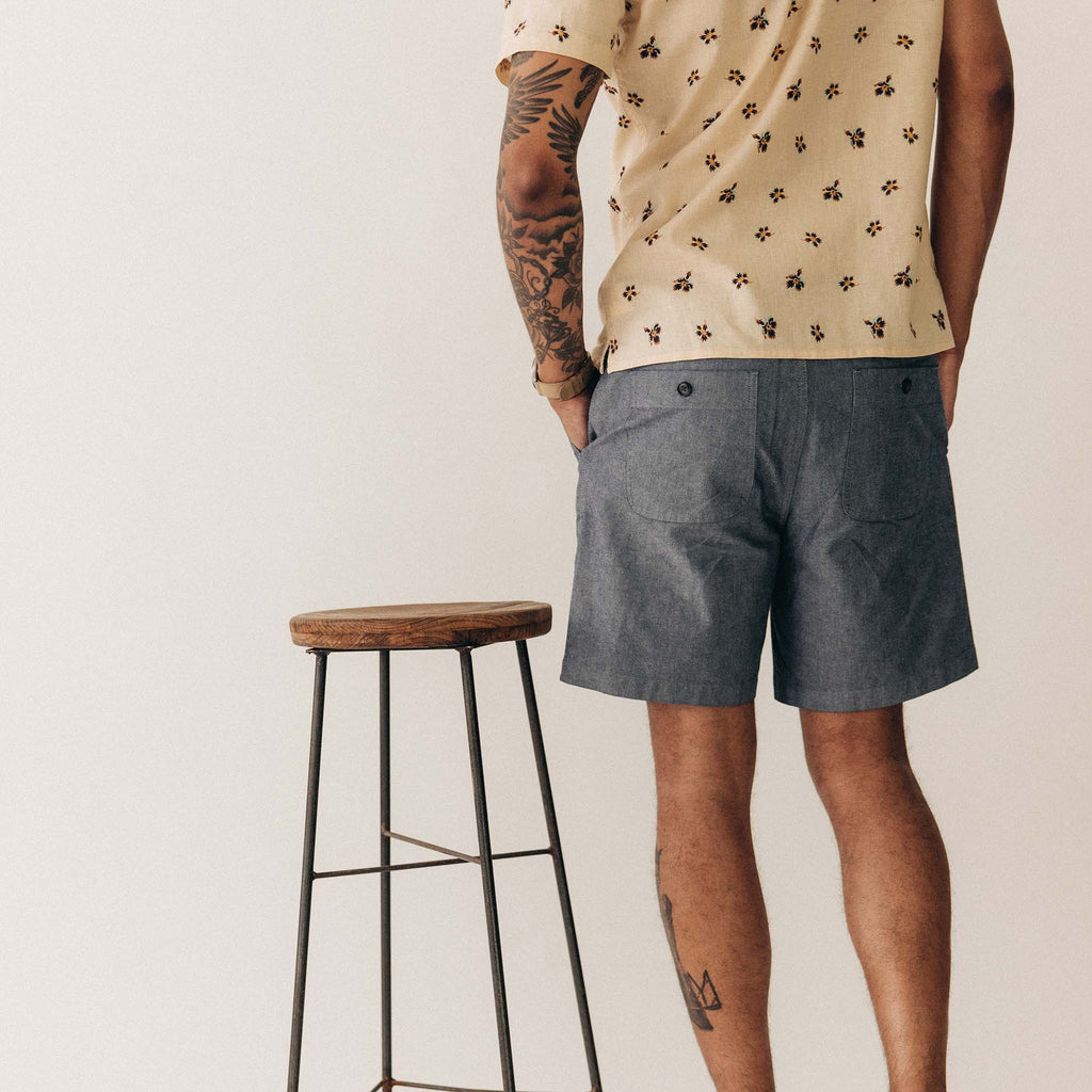 The Apres Short in Indigo Chambray