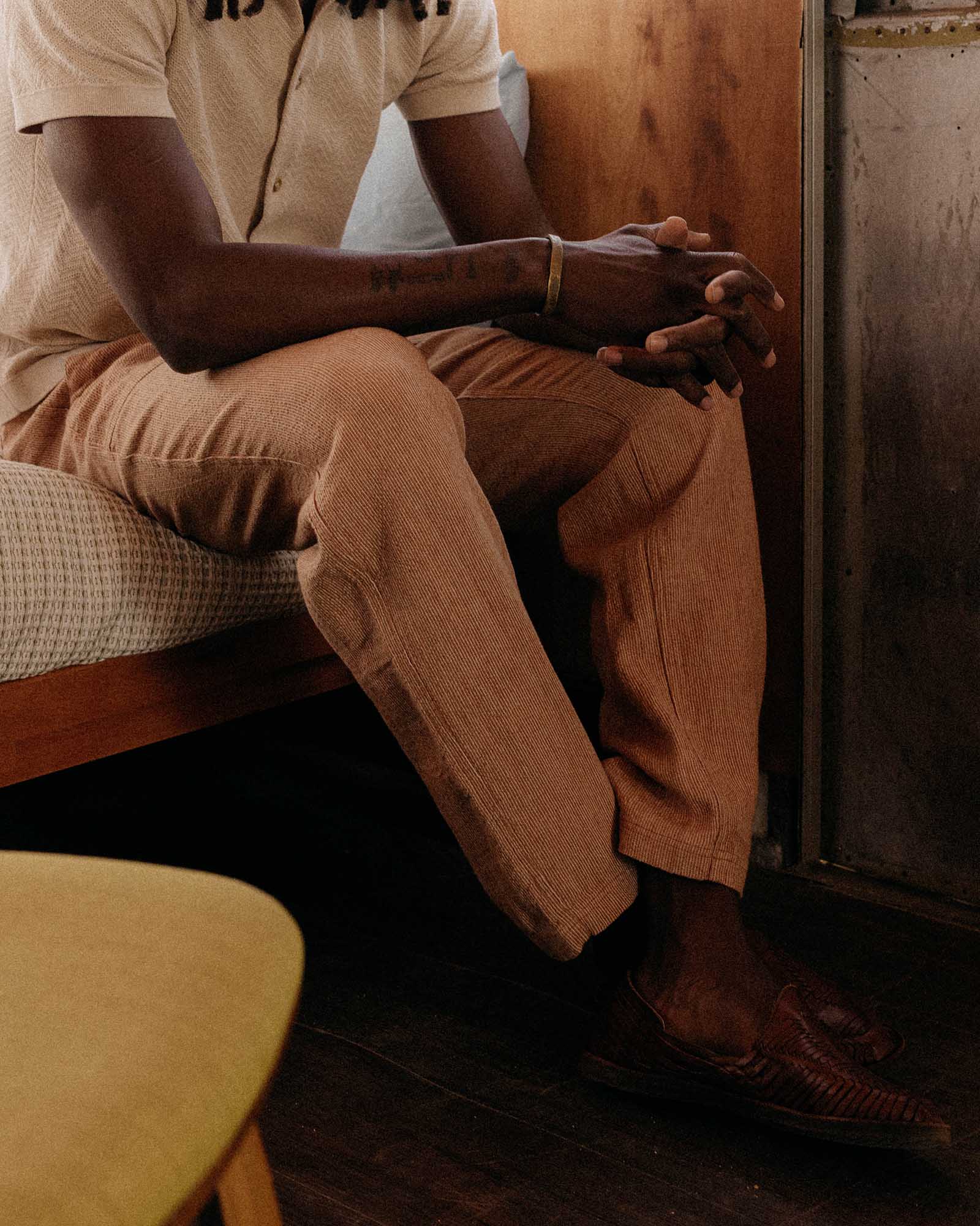 The Breakwater Pant in Chili Stripe Linen