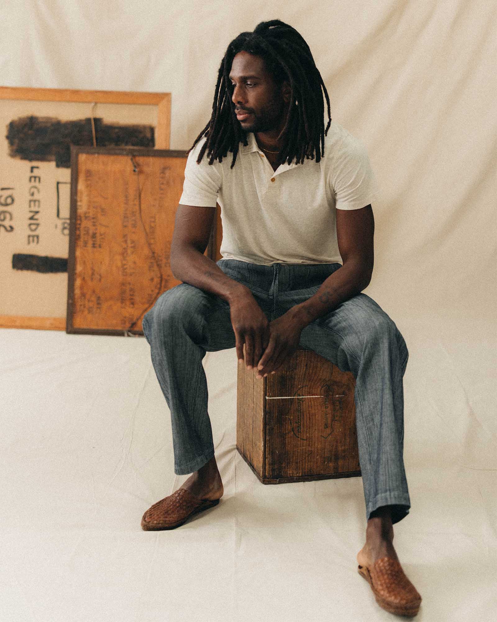 The Breakwater Pant in Rinsed Indigo Stripe