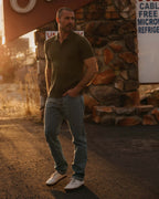 The Button Down Polo in Cilantro Herringbone