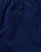The Apres Short in Rinsed Indigo Pincord