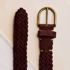 The Braided Belt in Chocolate Suede
