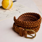 The Braided Belt in Tan Suede