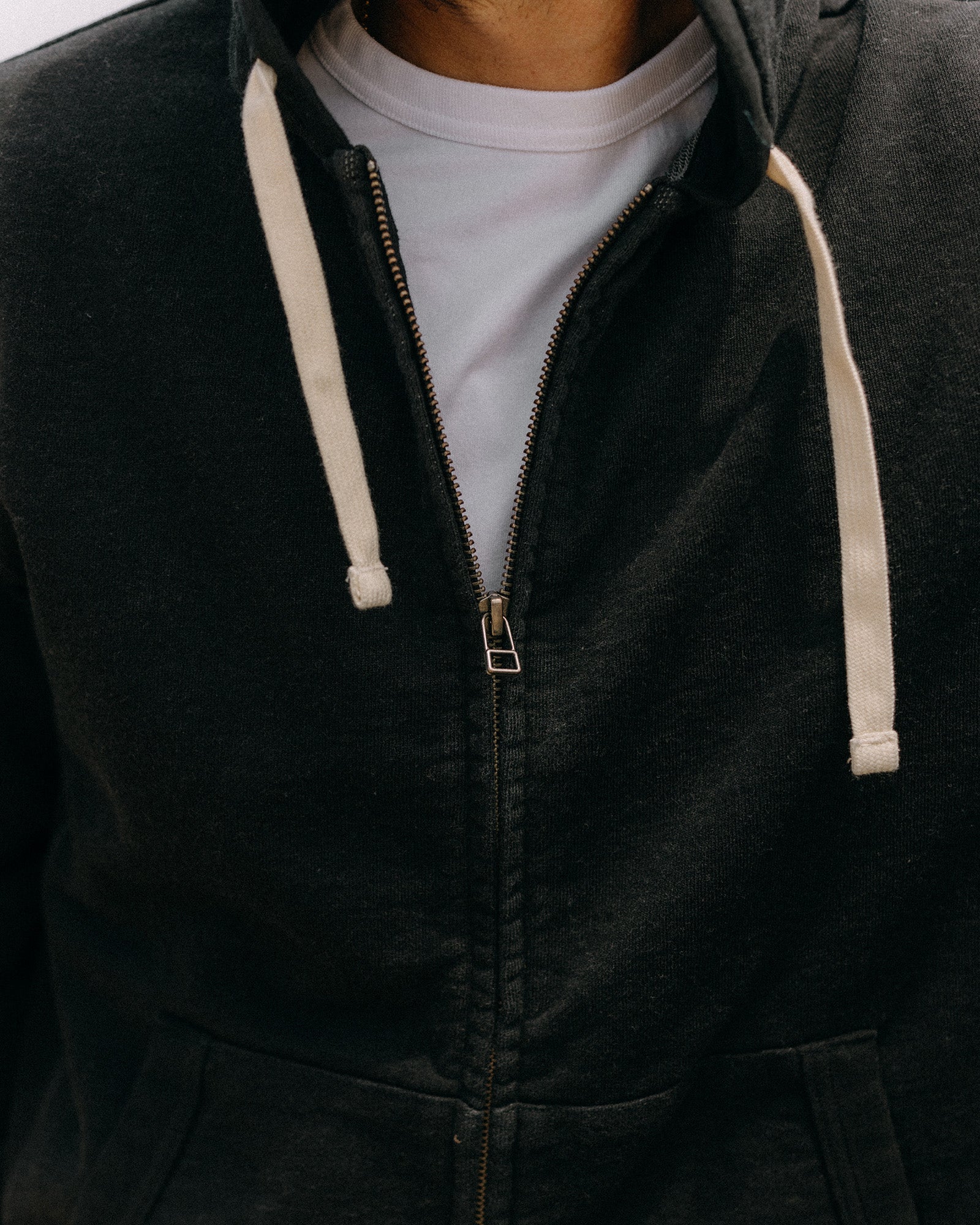 The Apres Zip Hoodie in Black Indigo Terry
