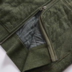 The Apres Zip Hoodie in Fatigue Olive Quilted Jersey