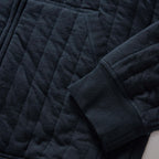 The Apres Zip Hoodie in Heather Midnight Quilted Jersey