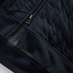 The Apres Zip Hoodie in Heather Midnight Quilted Jersey