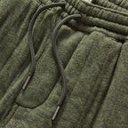 The Apres Pant in Heather Fatigue Olive Quilted Jersey