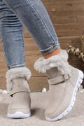 Women's round toe flat buckle side zipper thickened short boots