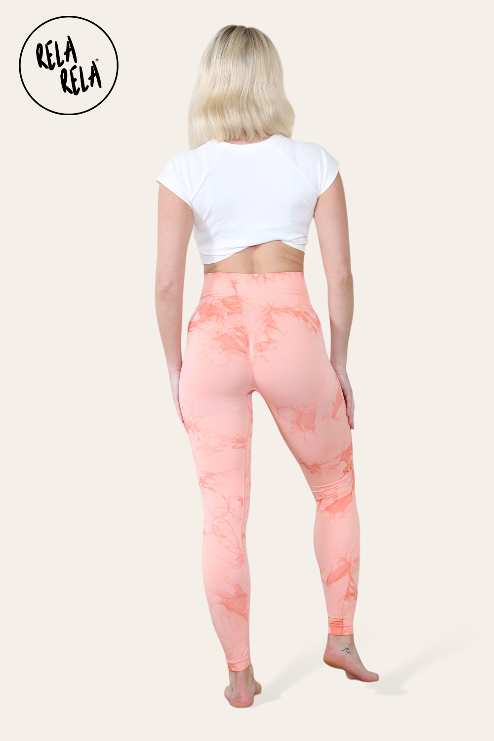 Marble Tie Dye High Waisted Scrunch Bum Leggings in Orange