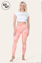 Marble Tie Dye High Waisted Scrunch Bum Leggings in Orange