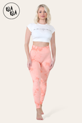 Marble Tie Dye High Waisted Scrunch Bum Leggings in Orange