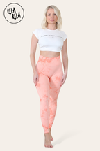 Marble Tie Dye High Waisted Scrunch Bum Leggings in Orange