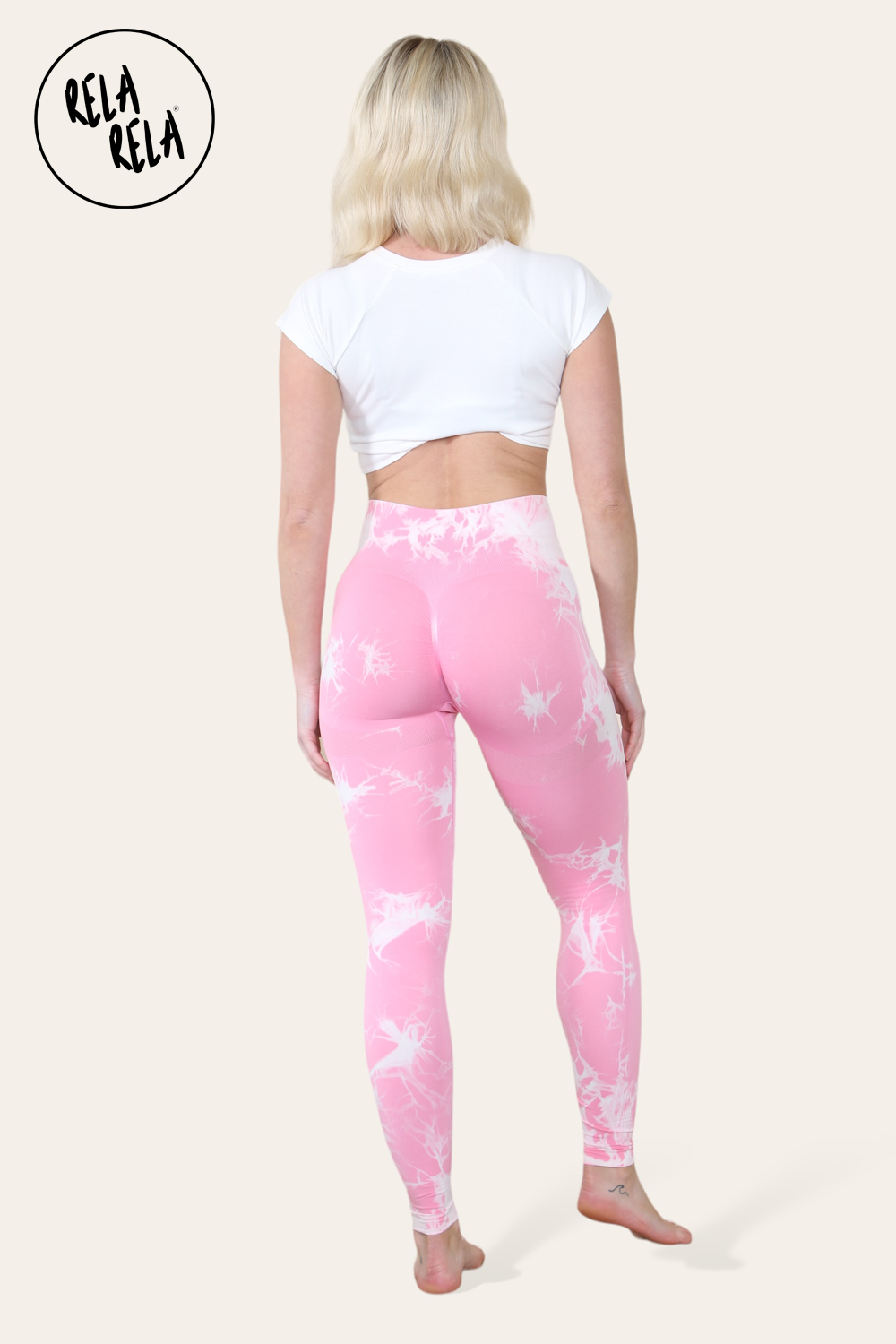 Marble Tie Dye High Waisted Scrunch Bum Leggings in Barbe Pink