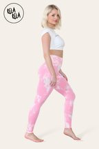 Marble Tie Dye High Waisted Scrunch Bum Leggings in Barbe Pink