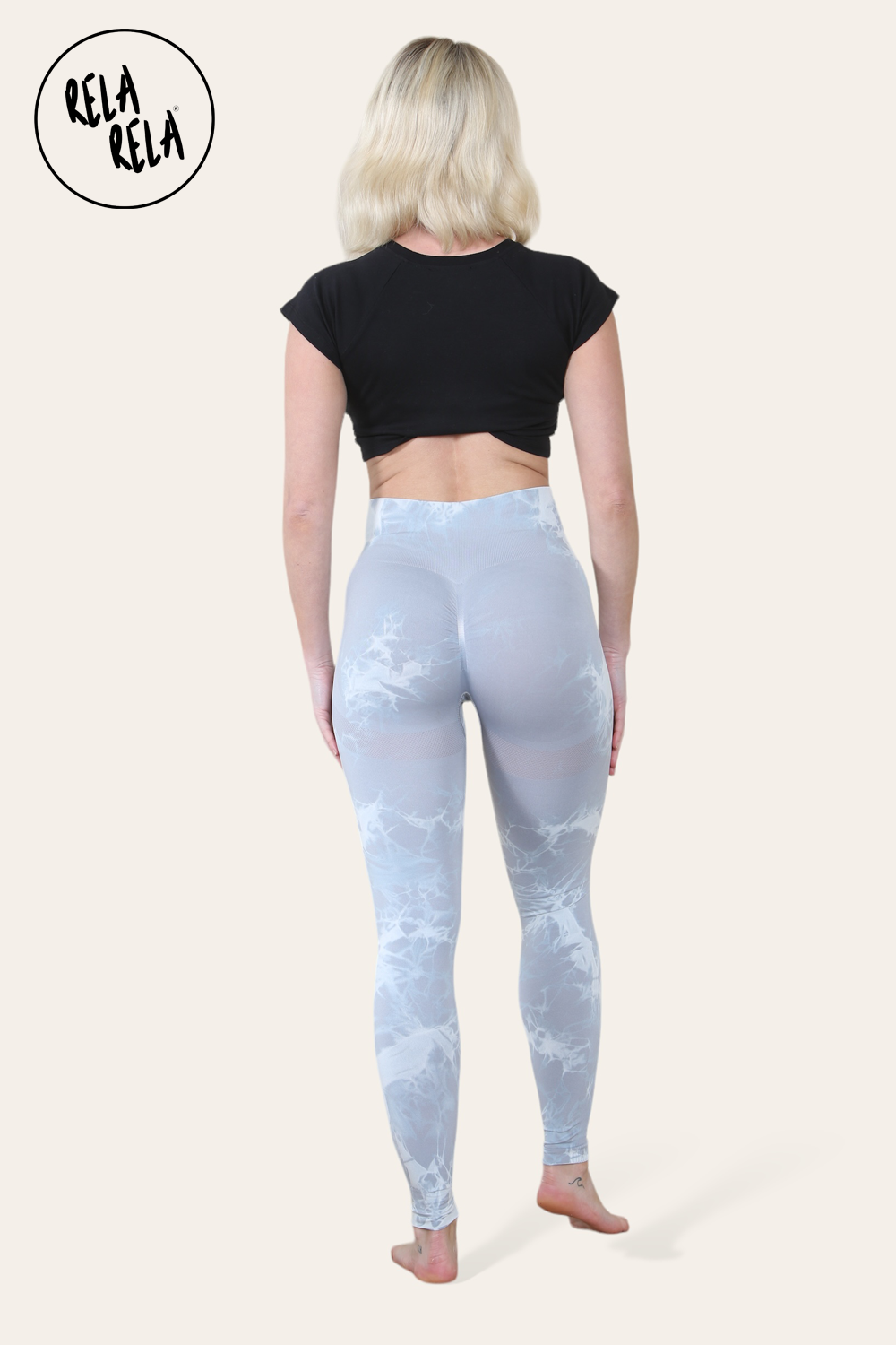 Marble Tie Dye High Waisted Scrunch Bum Leggings in Grey