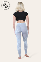 Marble Tie Dye High Waisted Scrunch Bum Leggings in Grey