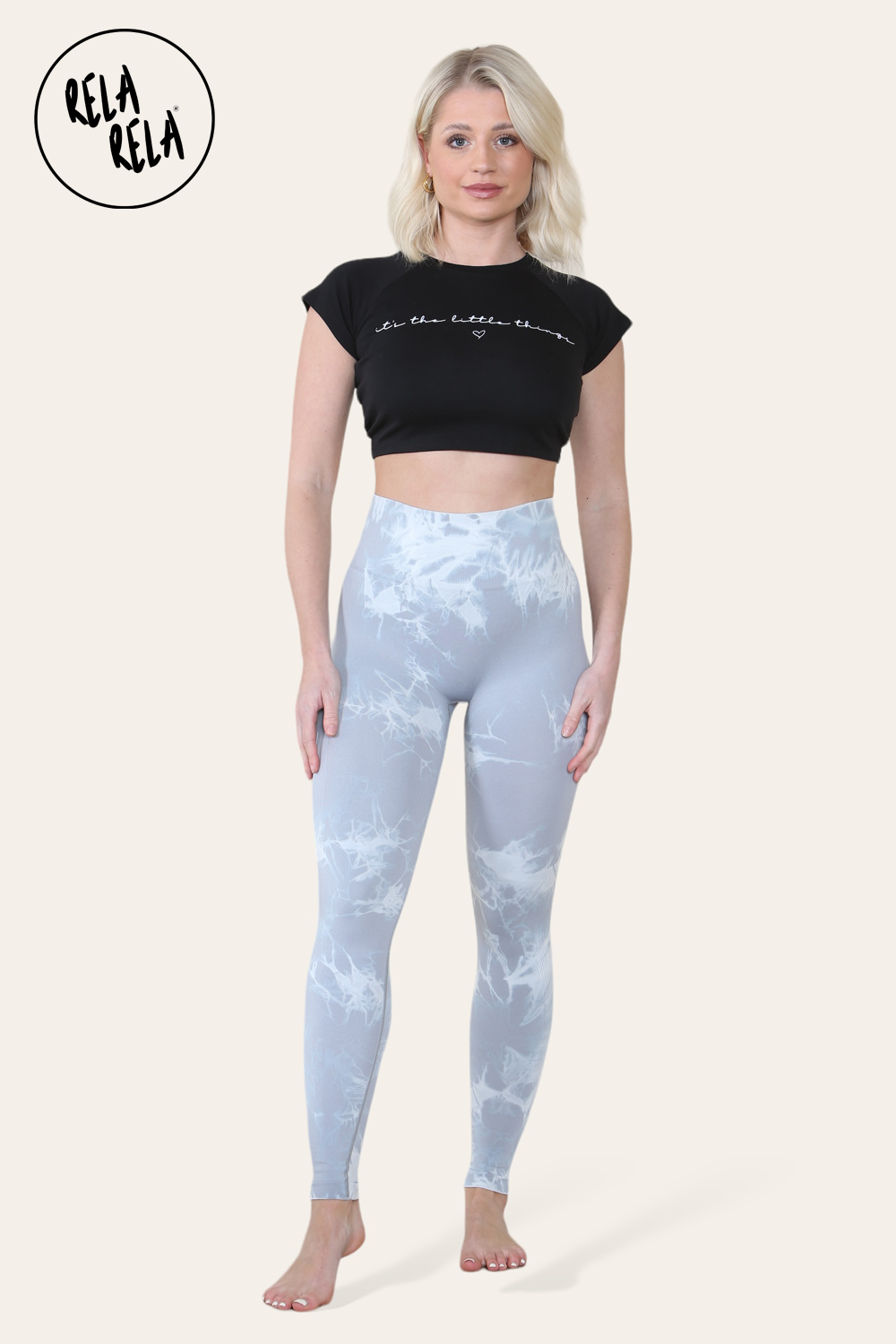 Marble Tie Dye High Waisted Scrunch Bum Leggings in Grey