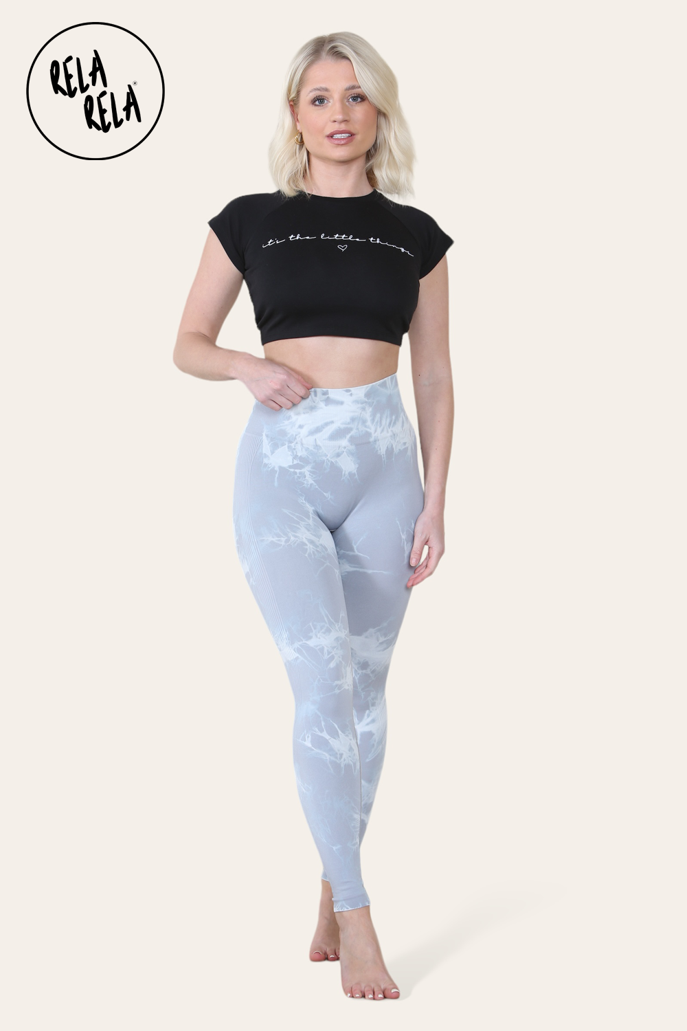 Marble Tie Dye High Waisted Scrunch Bum Leggings in Grey