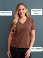 Cathy V-neck Tee - Brown