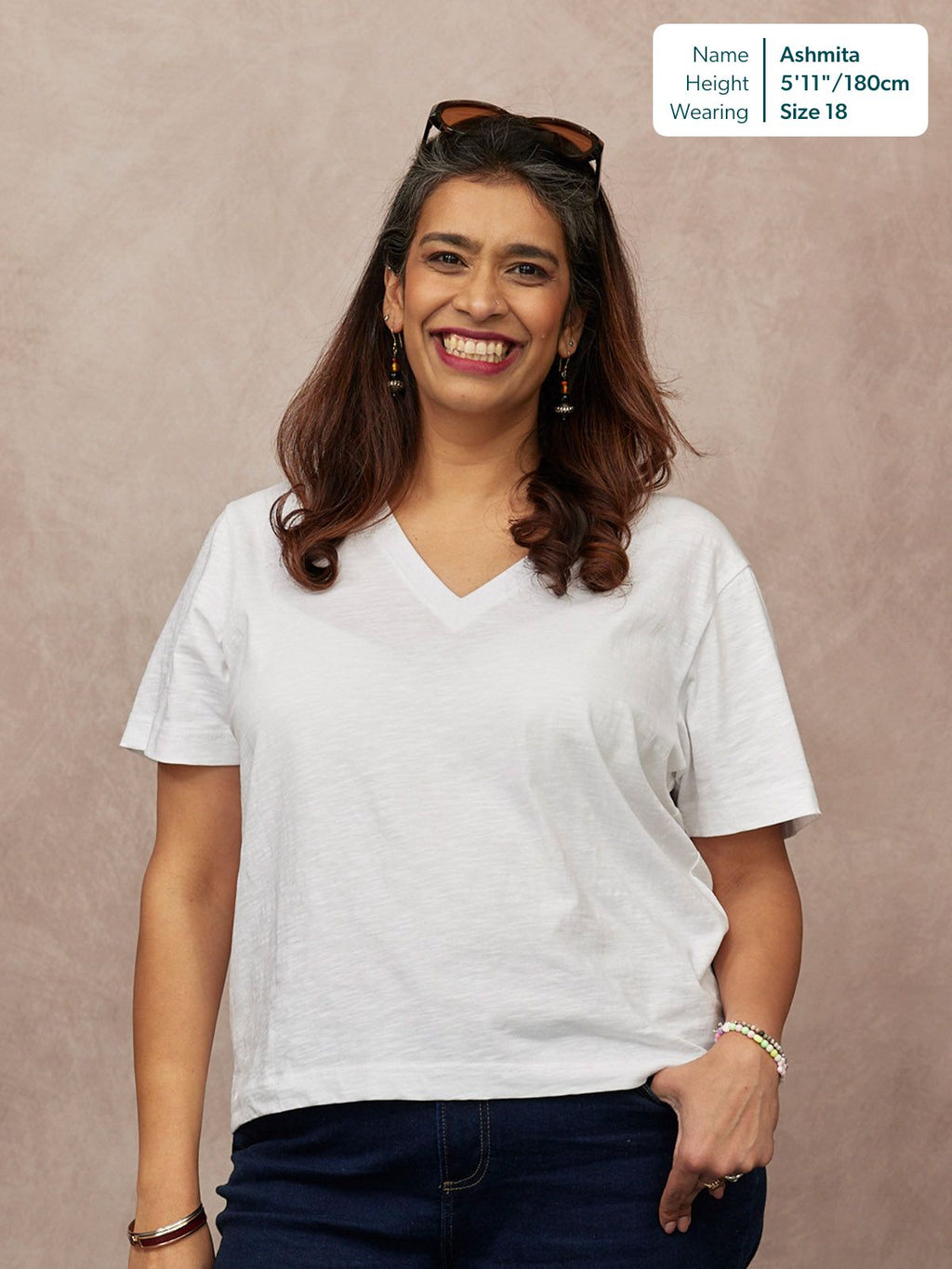 Cathy V-neck Tee - White