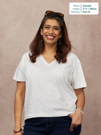 Cathy V-neck Tee - White