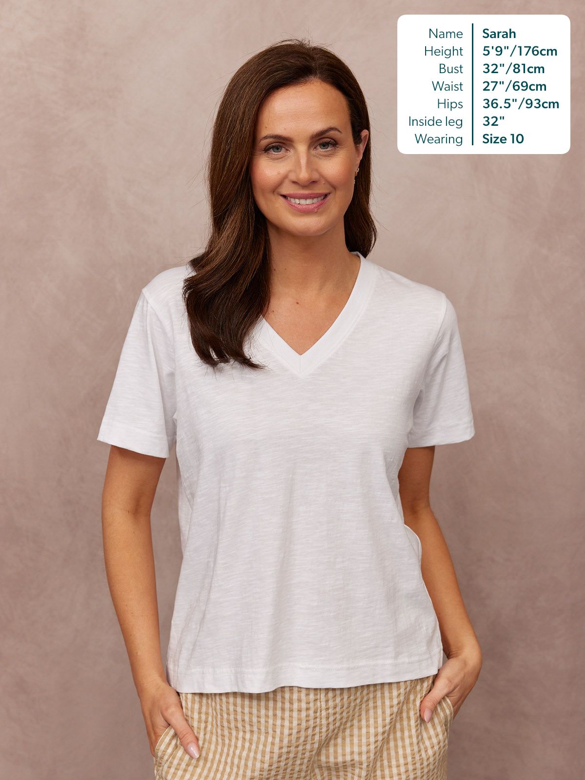 Cathy V-neck Tee - White