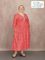 Cindy Kimono Sleeve Midi Dress - Red & Ecru Paisley Print