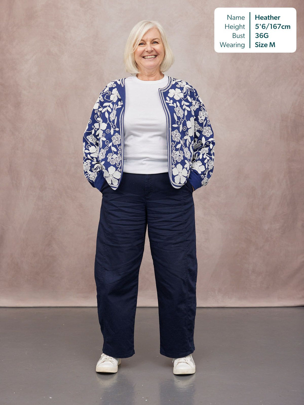 Elaine Embroidered Jacket - Reversible Navy