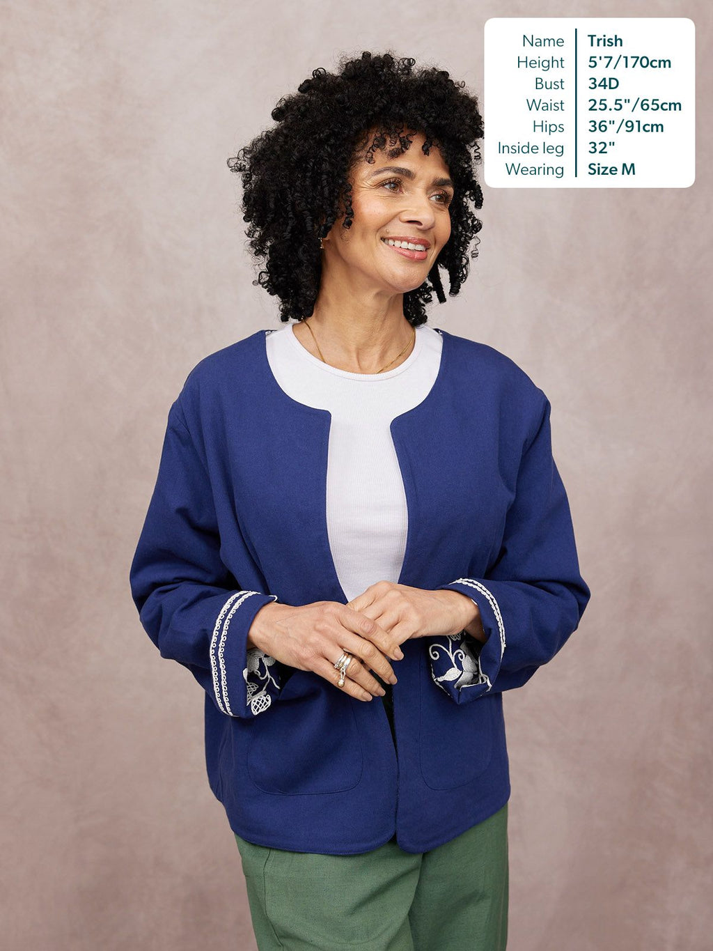 Elaine Embroidered Jacket - Reversible Navy