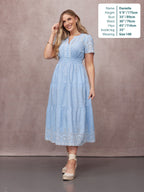 Georgie Cotton Summer Dress - Blue/White