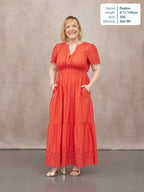 Georgie Cotton Summer Dress - Red