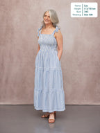 Joan Bow Strap Dress - Blue & White Stripe
