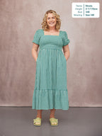 Judy Square Neck Dress - Green Gingham