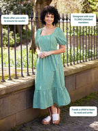 Judy Square Neck Dress - Green Gingham