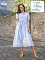Lola Embroidered Relaxed Dress - Blue & White