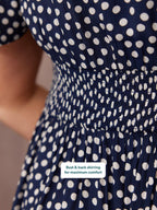 Maddie Short Sleeve Dress - Navy Polka Dot Print