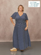 Maddie Short Sleeve Dress - Navy Polka Dot Print